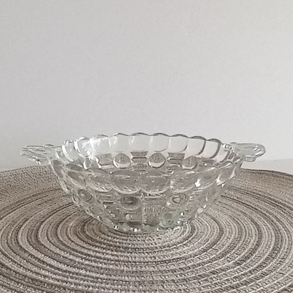 Vintage Bubbles & Bar Anchor Hocking Clear Glass Candy Dish with Handles - Picture 7 of 7